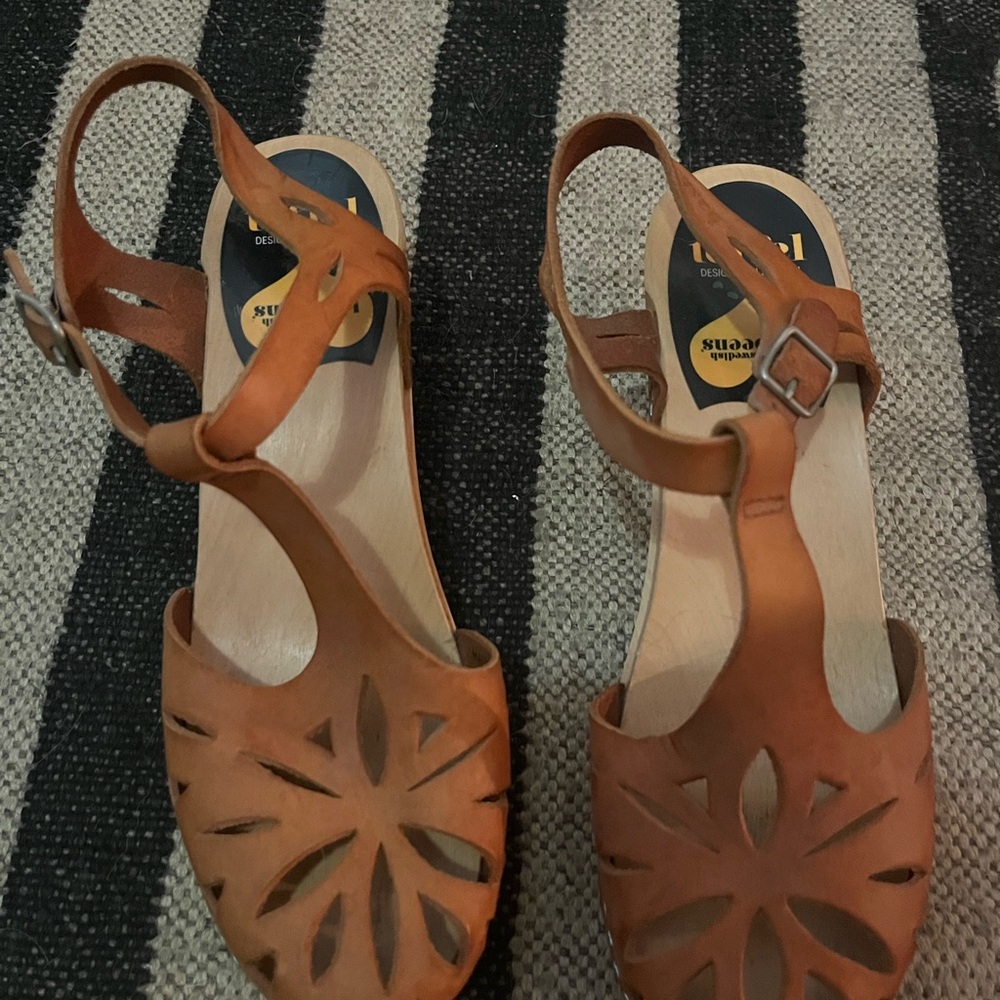 Swedish Hasbeens Tan Leather Sandals
